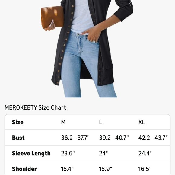 MEROKEETY Waffle Knit Snap Button Cardigan Black XXL - Picture 5 of 5